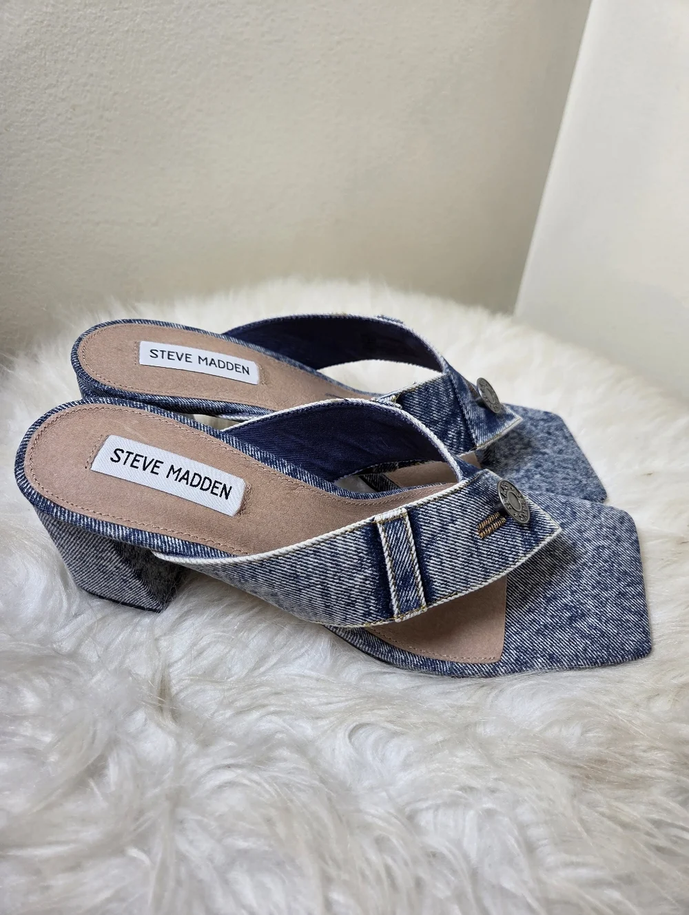 Steve Madden Denim Sandal Heel - Picture 5 of 6